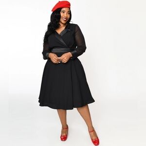NWT Vintage Style Black Polly Swing Dress sz XL